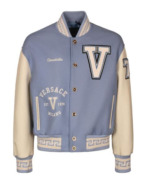 versace varsity jacket blue|Versace jackets outlet.